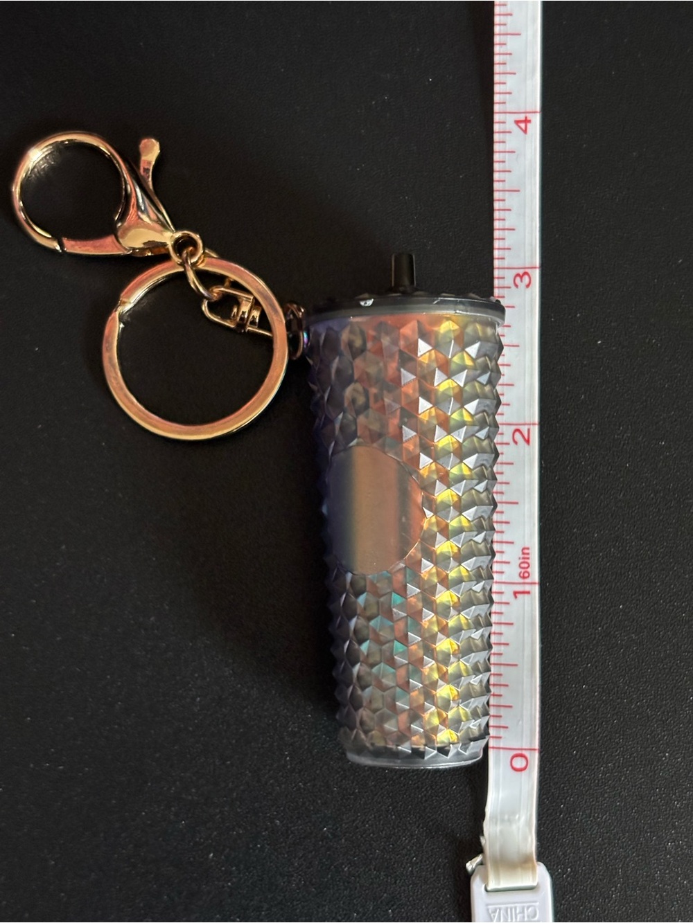 Iridescent Textured Tumbler Keychain - Holographic Silver - Picture 6 of 6